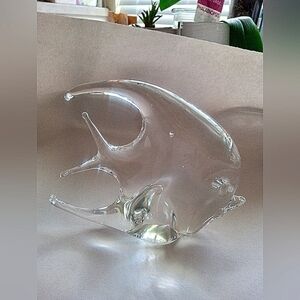 Art Glass Angel Fish Hand Blown Clear Glass Signed Tivoli Gallery  4.25" x 5.75"